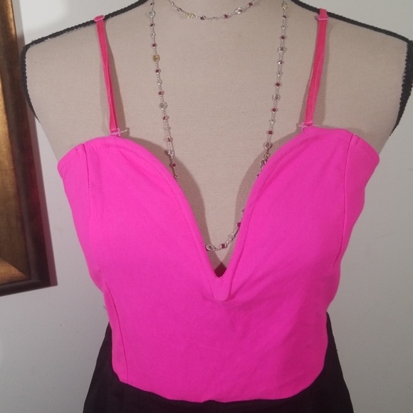 Pure Hype Color Block Pink and Black Romper - Picture 2 of 8